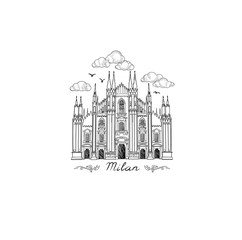 Fototapeta premium Milan landmark symbol. Travel Italy city icon.