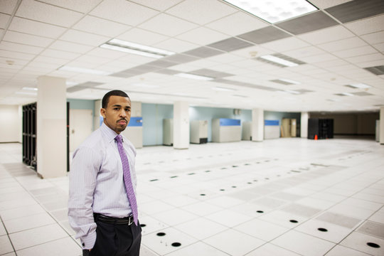Business owner in a new server room space