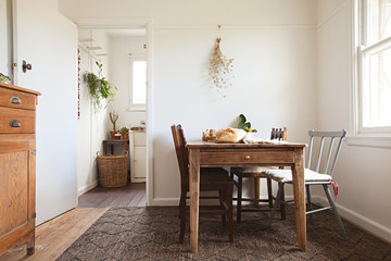 Rustic interior kitchen table setting