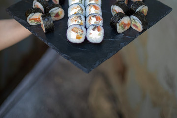 fresh sushi on a plate