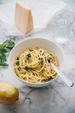 Food: Tagliatelle al limone with cheese and parsley
