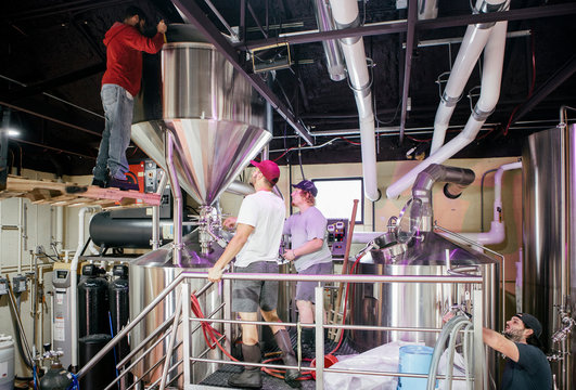 Men working in a brewery