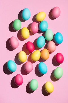 Easter eggs with bold colors and shadows