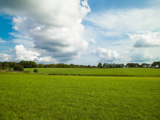 Green field in the Kashubian countryside. Poland.