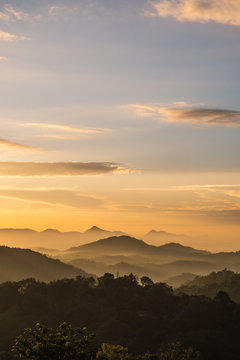 Sunrise over the mountains in Ella, Sri Lanka.