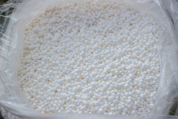 White nitrogen fertilizer in bag