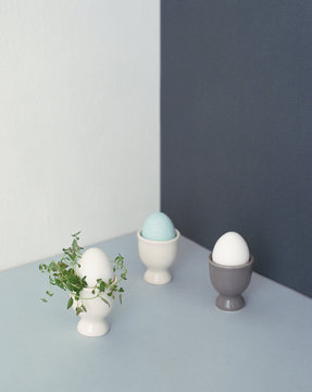 Chicken eggs in cups