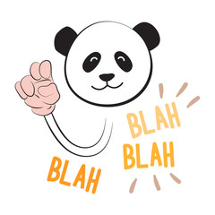 Positive Panda comic style. Flat design for sticker, patch, poster, personal diary. Ironic print fabric, fashion clothes. Funny vector clip art