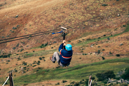 Senior Woman Zip Lining
