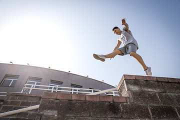 The young guy in parkour