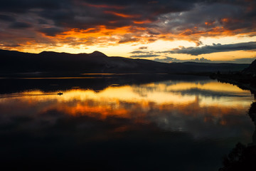 Fototapeta premium sunset in mountains in pigadakia, greece