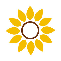 Logo and symbol of sunflower vector illustration in flat style