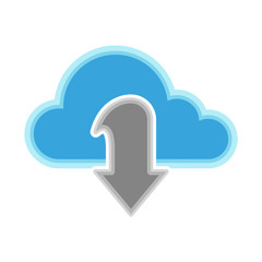 Cloud computing icon with a download symbol - Vector