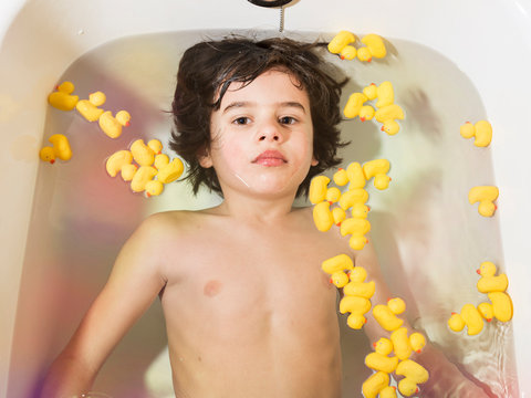 7 year old boy in the bath