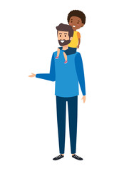 young father with afro son characters