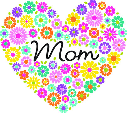 mother's day flower heart graphic