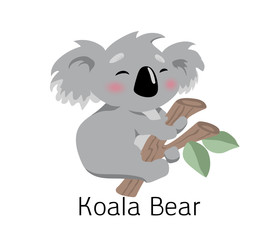 Koala cute bear. Illustration kid, an Australian animal, sitting.