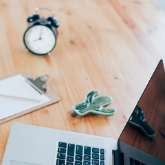 Freelance workplace with laptop