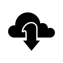 Cloud computing icon with a download symbol - Vector