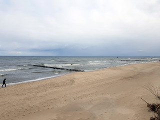 Beach and sea in cold day