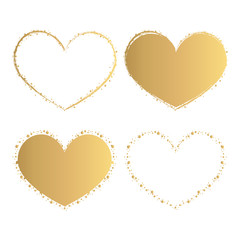 Obraz na płótnie Canvas Vector Collection of Golden Heart Shapes
