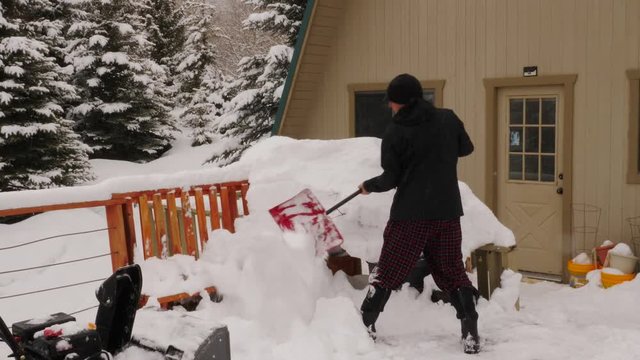 Digging snow off the back deck