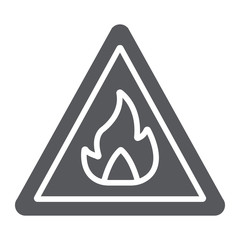 Flammable sign glyph icon, warning and attention, fire symbol sign, vector graphics, a solid pattern on a white background.