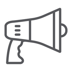 Megaphone line icon, announcement and loudspeaker, bullhorn sign, vector graphics, a linear pattern on a white background.