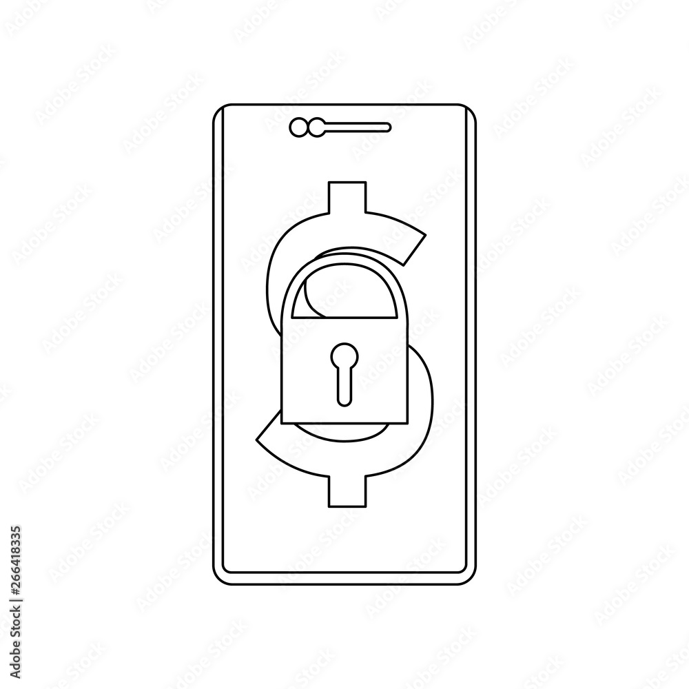 Poster lock in a mobile bank icon. element of banking for mobile concept and web apps icon. outline, thin l