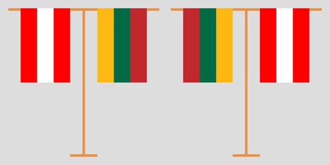 Austria and Lithuania. The Austrian and Lithuanian vertical flags. Official colors. Correct proportion. Vector