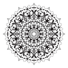Ethnic black symbol, yoga. Henna tattoo style.