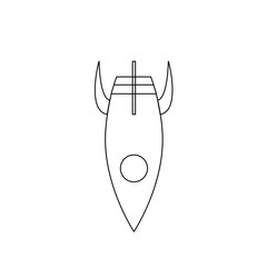 Sketch Rocket ship logo. Black-white Space Illustration