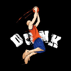 basketball slam dunk - obrazy, fototapety, plakaty