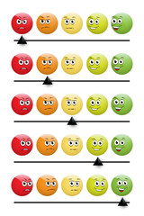 Smile slider rating flat vector illustrations set