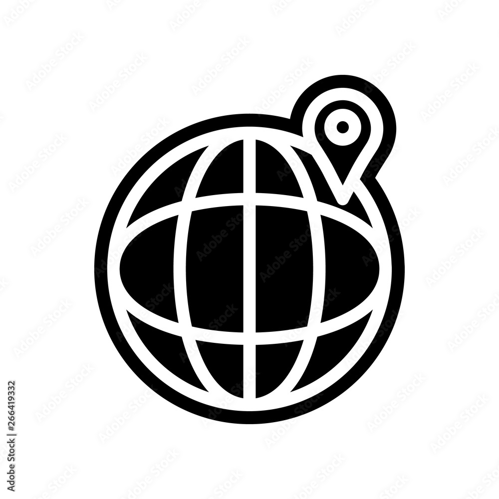Aufkleber pin on the globe icon. element of navigation for mobile concept and web apps icon. glyph, flat icon 