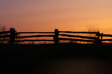 Fence at sunset
