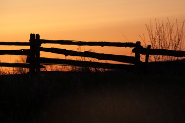 Fence at sunset