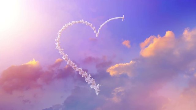 Airplane draws Heart shape on the sky