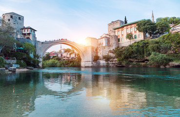 Old Bridge in Mostar in a beautiful day.Bosnia and Herzegovina