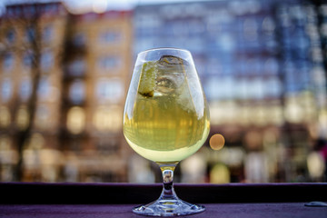 Cold refreshment glass of apple cider. Summer drink