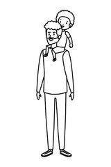 young father with son characters