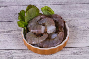Raw king prawns ready for cooking