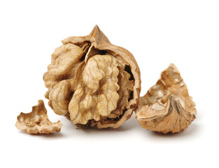 walnuts on white background