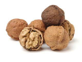 walnuts on white background