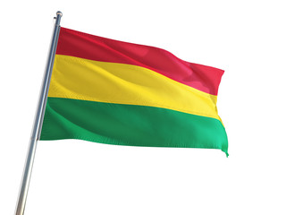 Bolivia National Flag waving in the wind, isolated white background. High Definition