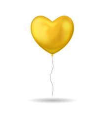 Fototapeta na wymiar Realistic Detailed 3d Golden Balloon on a White . Vector