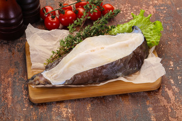 Raw wolffish steak