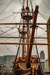 The golden hinde ship in london and it is with its complete system