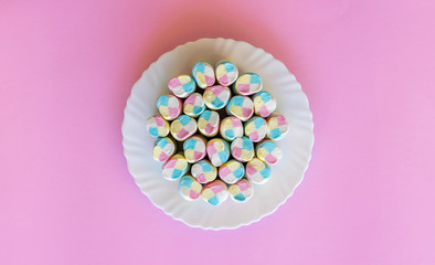 top view of plate with colorful Marshmallows