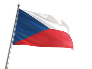 Fototapeta na wymiar Czech Republic National Flag waving in the wind, isolated white background. High Definition
